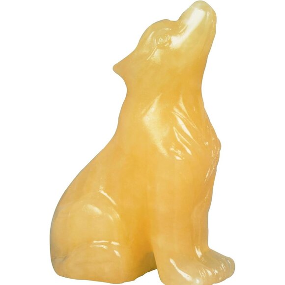 2.1 Inch Yellow Jade Wolf Healing Crystal Stone Energy Gemstone Statue For Home - Picture 1 of 6